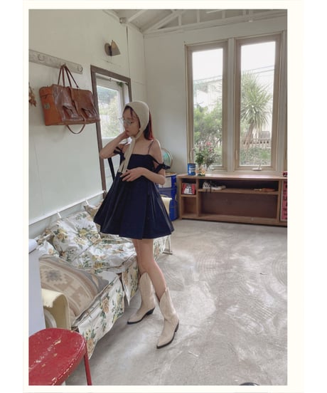 ダブルスカートリボンミニドレス / Double Skirt Ribbon Mini Dress