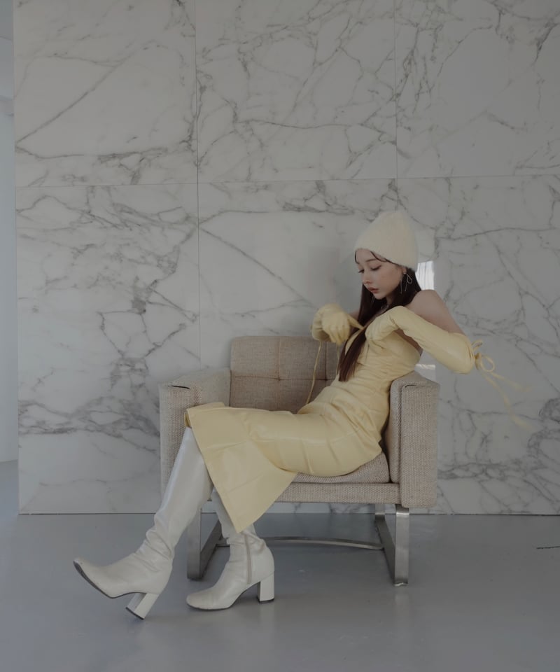 レザーベアワンピース(+グローブ) /FauxLeather Bare One-Piece(+