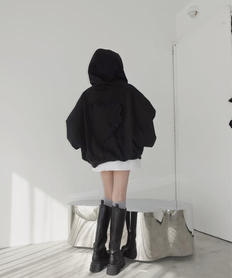 【Black】ハートジップアップフーディー /Heart Zip-up Hoodie