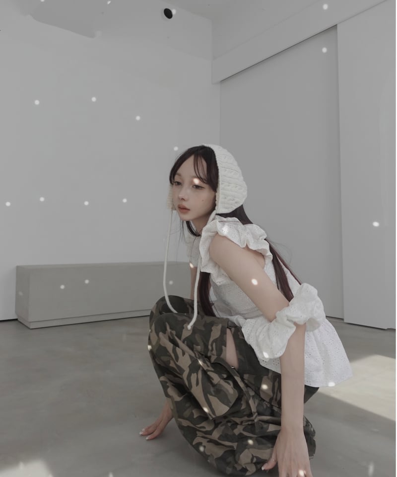 fiction tokyo コットンレーストップ+ビッグシュシュ Black】コットンレーストップ(+ビッグシュシュ）/ CottonLace Top(+Bi