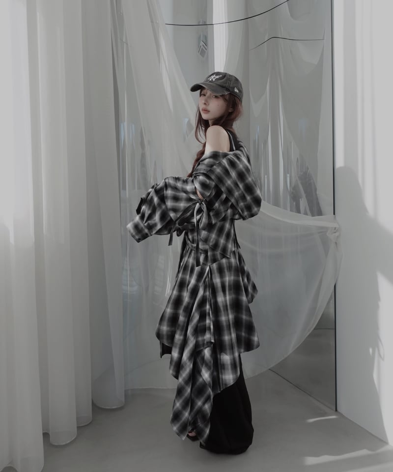 Black】レイヤードチェックワンピース / Layered Check Dress | F