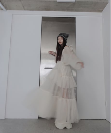 【IceWhite】ショルダーリボンモヘアニット/Shoulder Ribbon Mohair Knit