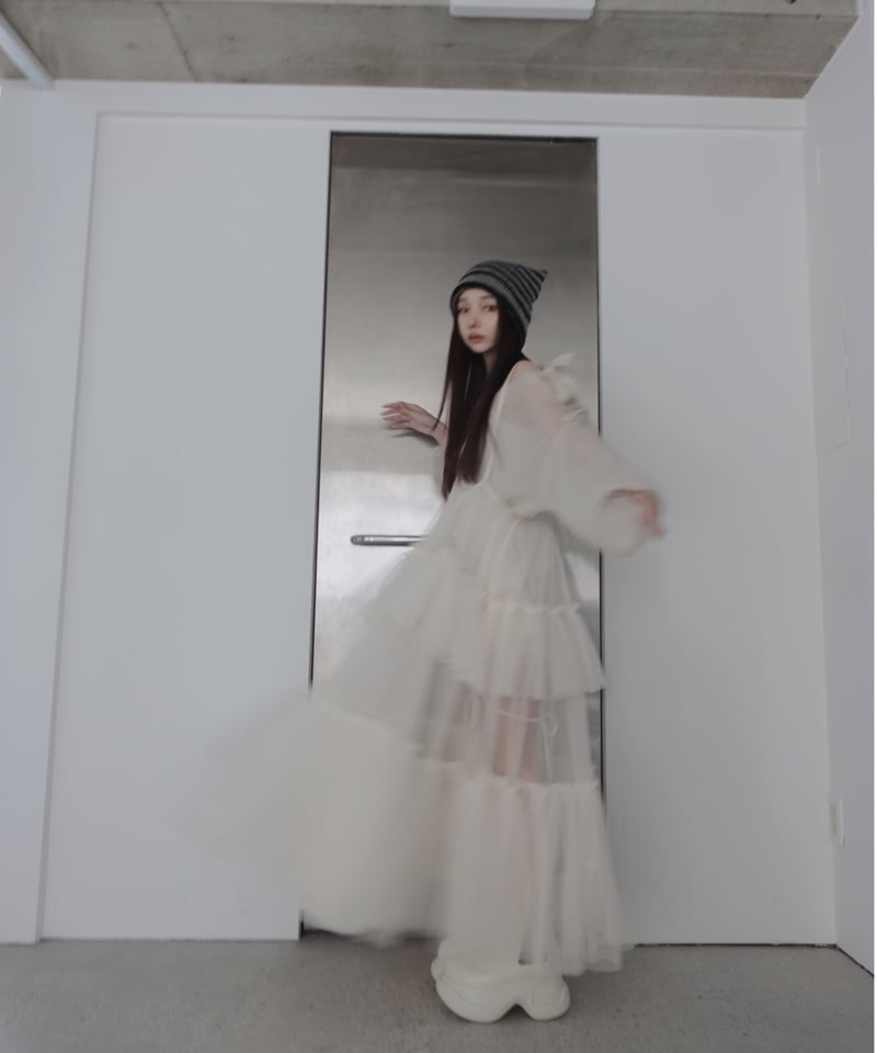 IceWhite】ショルダーリボンモヘアニット/Shoulder Ribbon Mohair IceWhite】ショルダーリボンモヘアニット/Shoulder Ribbon Mohair