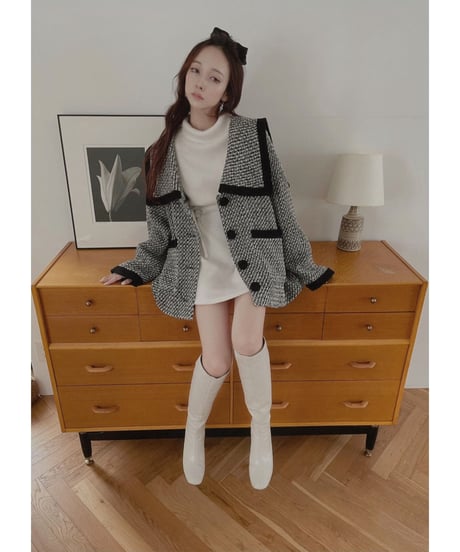 ウェストリボンニットチュニックワンピース /Waist Ribbon Knit Tunic One-piece