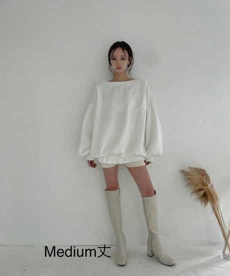 ロゴ刺繍フリーレングス ルーズダメージスウェット / Logo Embroidery Free Length Loose Damage Sweat