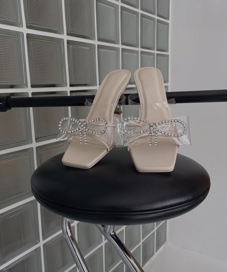 Bijou Ribbon Clear Mules /ビジューリボンクリアミュール