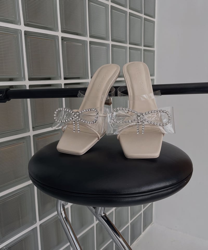 Bijou Ribbon Clear Mules /ビジューリボンクリアミュール | FICT