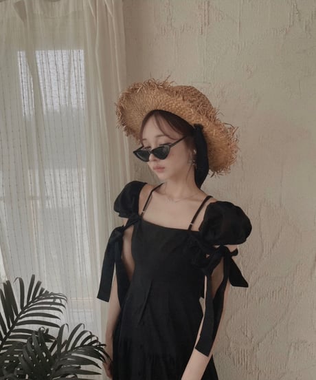ショルダーリボンサマーロングドレス / Shoulder Ribbon Summer Long Dress