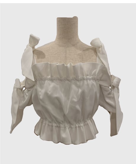 ショルダーダブルリボントップス　Shoulder DoubleRibbon Tops