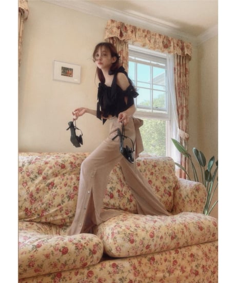 ショルダーダブルリボントップス　Shoulder DoubleRibbon Tops