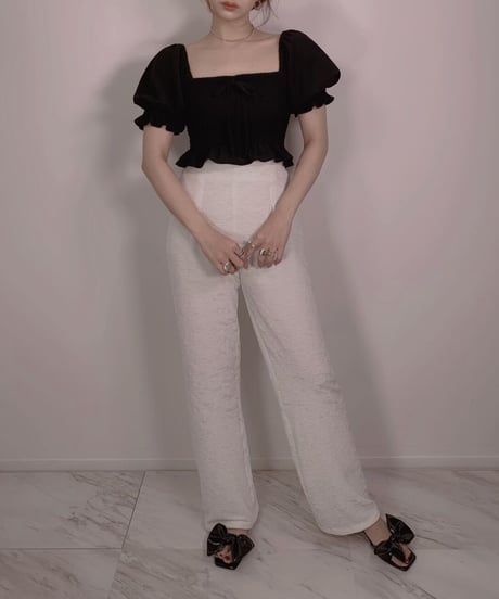 クリンクルマテリアルハイウェストパンツ　Crinkle Material High Waist Pants