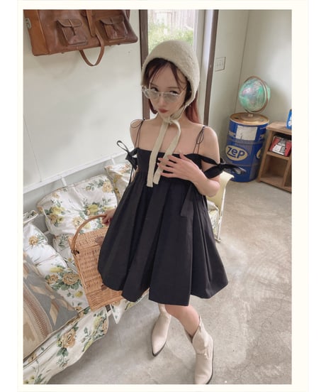 ダブルスカートリボンミニドレス / Double Skirt Ribbon Mini Dress