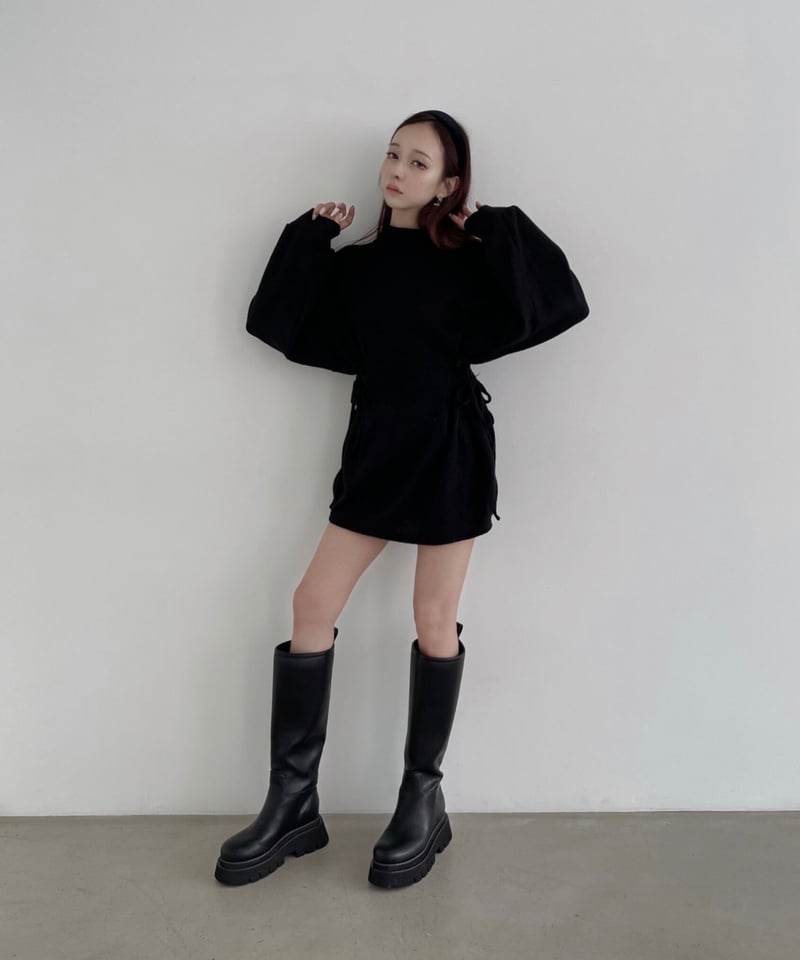 ウェストリボンニットチュニックワンピース /Waist Ribbon Knit Tunic O...