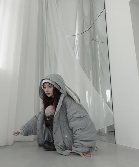 フーデッドナイロンボンバージャケット / Hooded Nylon Bomber Jacket