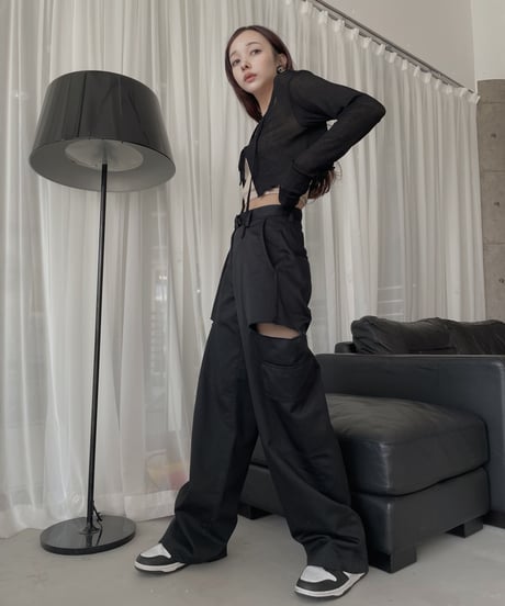 フリルヘムクロップドシアーカーディガン (ベアトップセット)/Frill Hem Cropped Sheer Cardigan(+Bare Top))