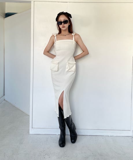 2サイドポケット バックオープンスリットニットワンピース / 2Pockets Back Open Slit Knit One-Piece