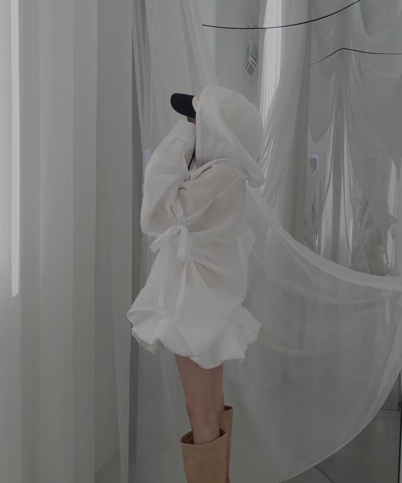 Sheer Milk】サイドカットフードシャツ/Side Cutting Hooded Sh