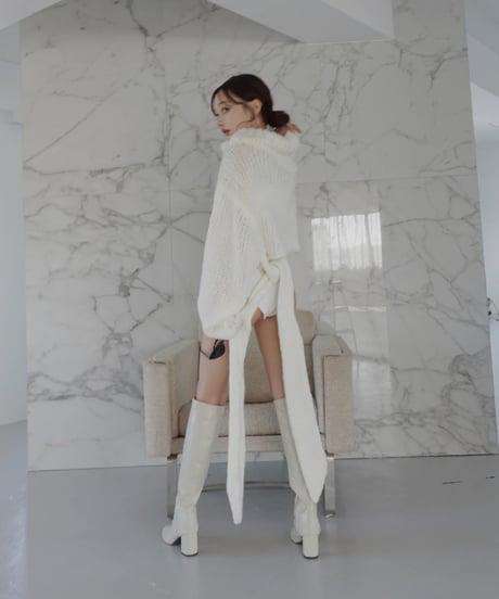 バックリボンローゲージニット /Back Ribbon Low Gauge Knit