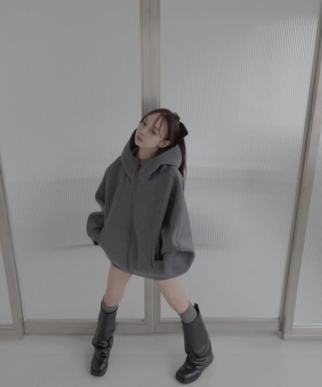 ボンディングダブルジップフーディー / Logo Embroidery Bonding Double Zip Hoodie