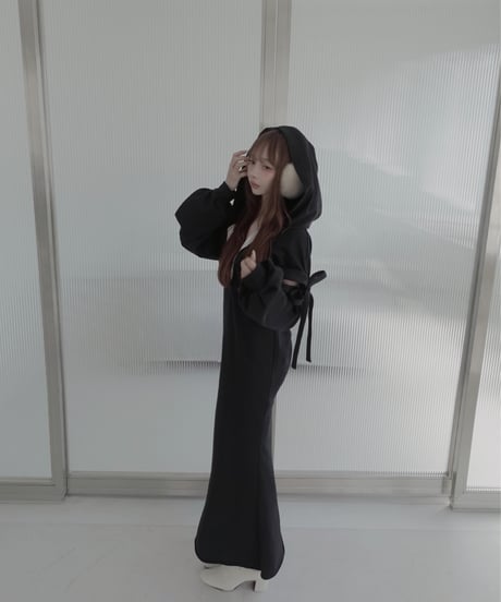 ラガースウェットフードワンピース/Rugger Collar Sweat Hoodie Dress