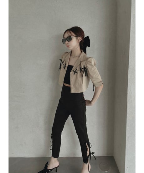 レースアップクロップドシャツ /Race-up Cropped Shirts
