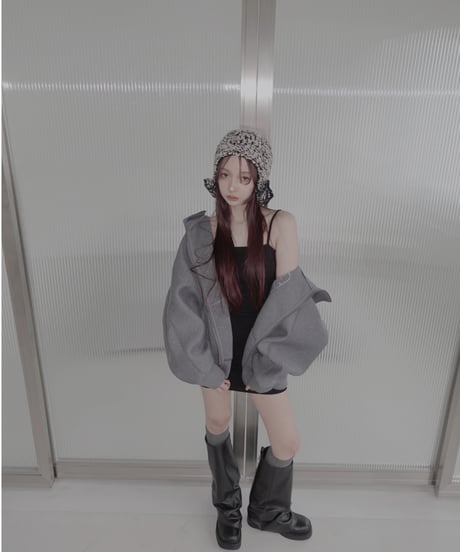 ボンディングダブルジップフーディー / Logo Embroidery Bonding Double Zip Hoodie
