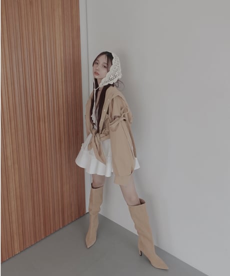 【Latte】サイドカットフードシャツ/Side Cutting Hooded Shirts