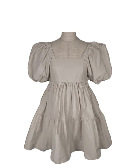 【ベージュ】パフスリーブチュニックワンピ Puff Sleeve Tunic One-Piece