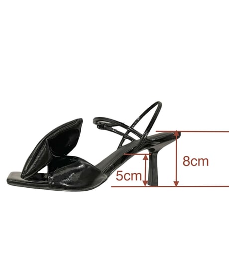 エナメルリボンスクエアトゥーサンダル　Enamel Ribbon Square Toes Sandals