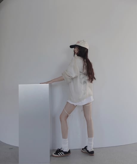【IceWhite】ショルダーリボンモヘアニット/Shoulder Ribbon Mohair Knit