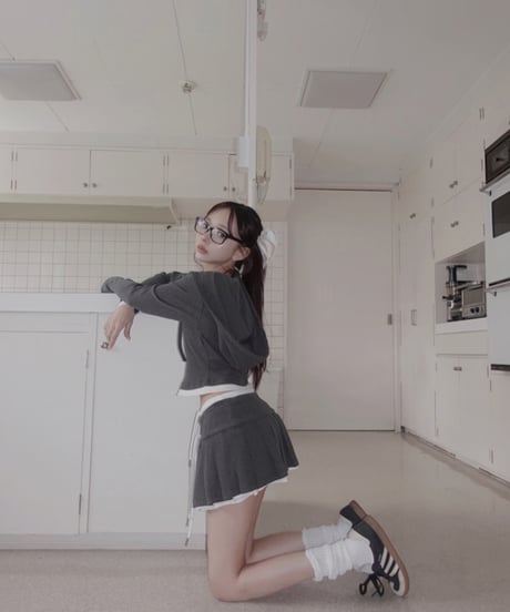 【DarkGray】レイヤードプリーツスカート /Layered Pleats Skirt