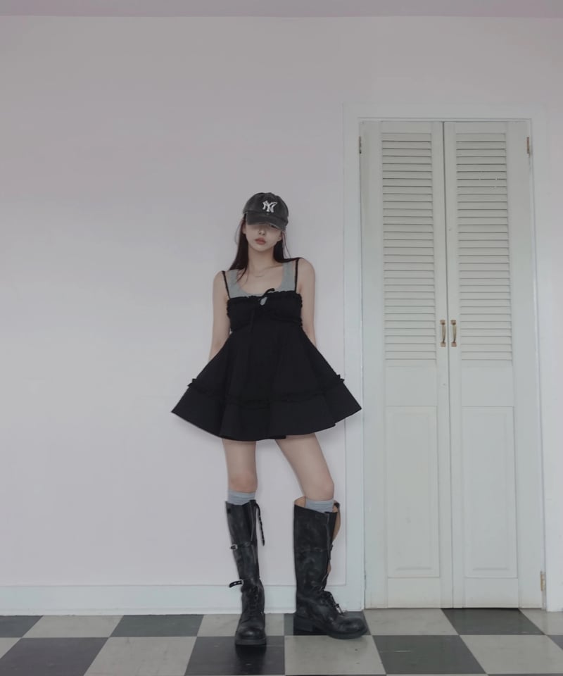 Black］キャミソールチュニックドレス /Camisole Tunic Dress | F