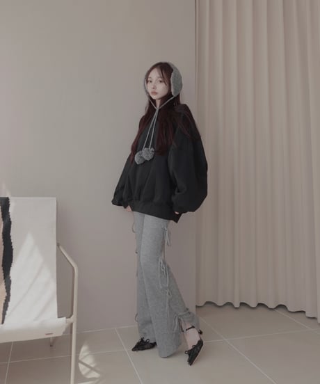 サイドリボンリブフレアパンツ /Side Ribbon Rib Flare Pants
