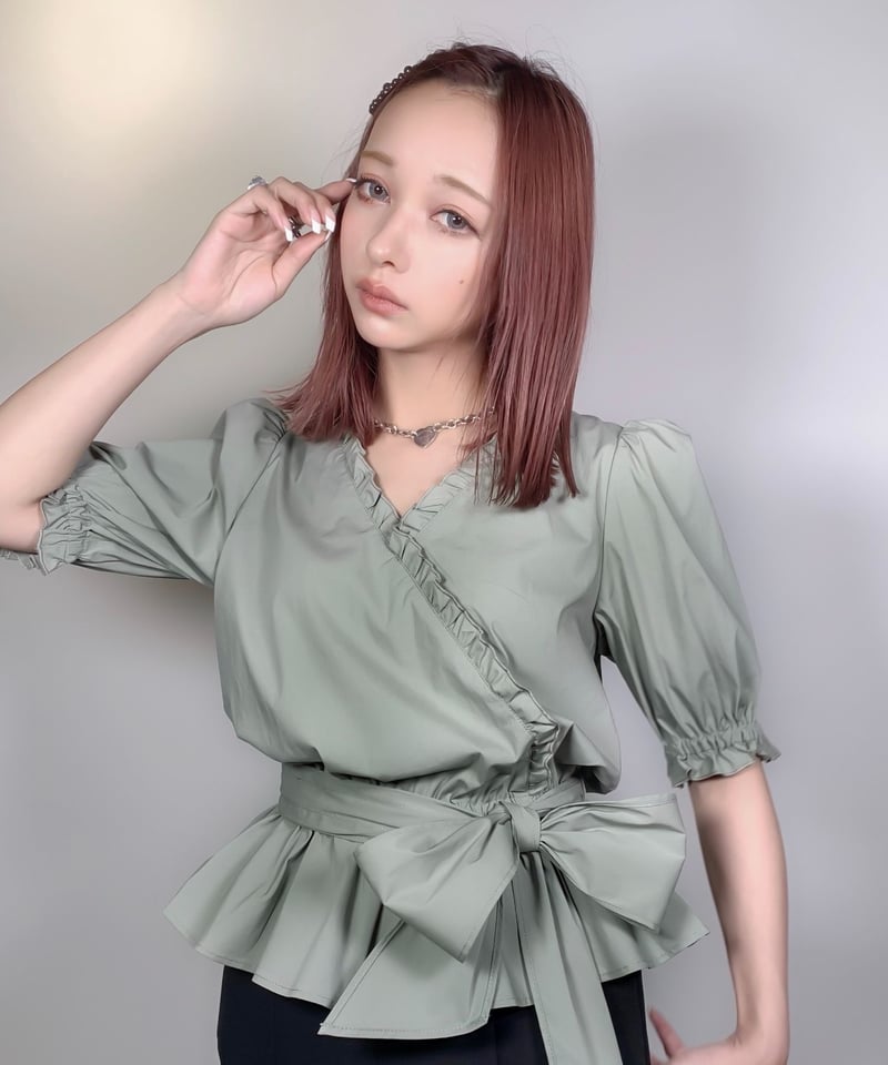 Laubeblanc】Pleats Cache-coeur Knit tops トップス L'AUBE