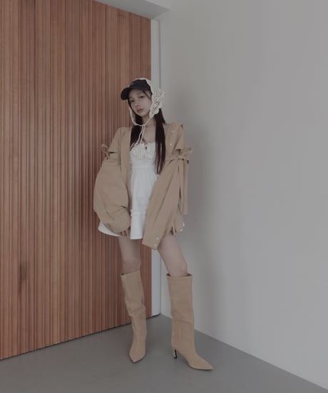 【Latte】サイドカットフードシャツ/Side Cutting Hooded Shirts