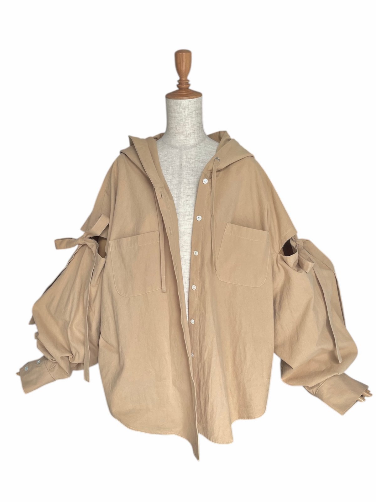 Latte】サイドカットフードシャツ/Side Cutting Hooded Shirts