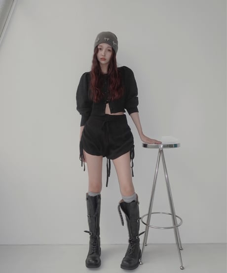 サイドリボンニットショートパンツ /Side Ribbon Knit Short Pants