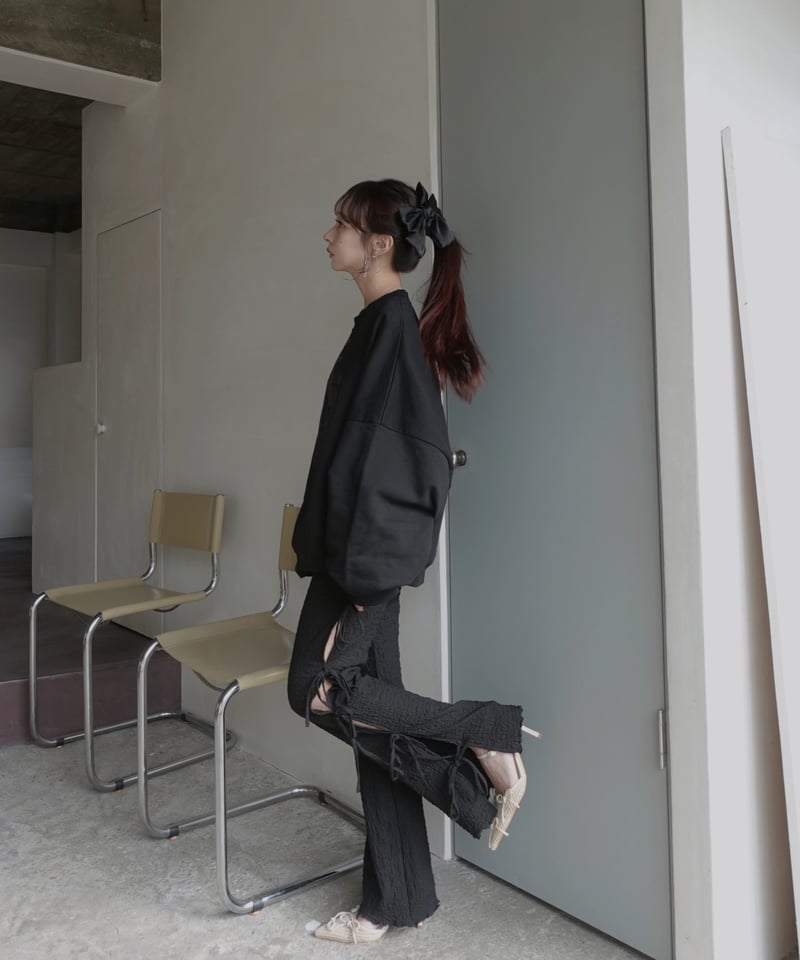 サイドリボンフレアパンツ / Side Ribbon Flare Pants | FICTIO