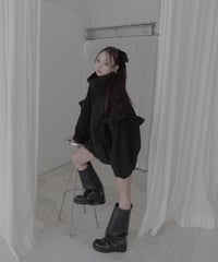 【Black】ダブルジップフリルフリース /Double Zip Frill Fleece
