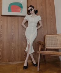 バックリボンポロフレアワンピース /Back Ribbon Polo Flare One-Piece