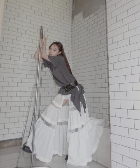 ［Milk］フロントオープンレースティアードスカート / Front Open Lace Tiered Skirt