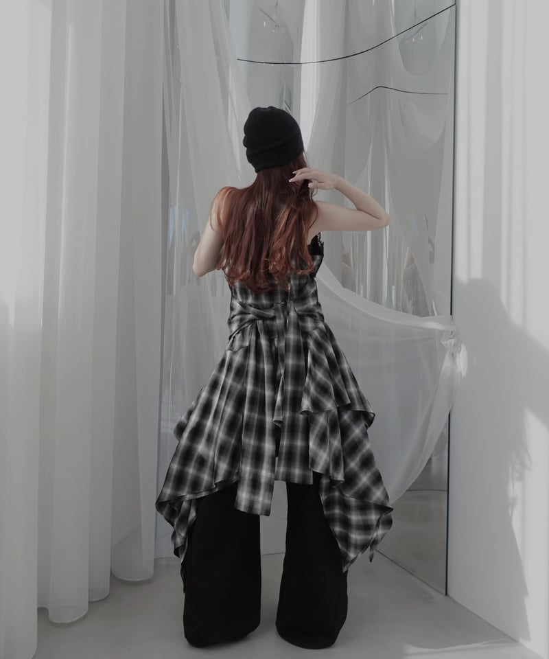 Black】レイヤードチェックワンピース / Layered Check Dress | F