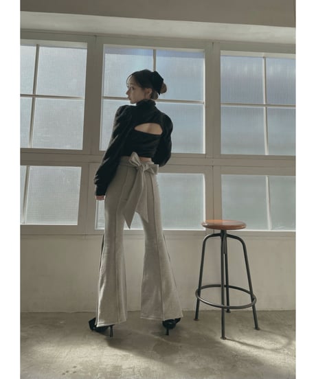 バックリボンサイドスリットフレアパンツ / Back Ribbon Side Slit Flare Pants