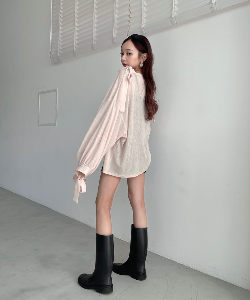 シアーリボントップ /Sheer Ribbon Top | FICTION TOKYO OFF シアーリボントップ /Sheer Ribbon Top | FICTION TOKYO OFF