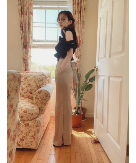 バックリボンサイドスリットパンツ　Back Ribbon Side Slit Pants