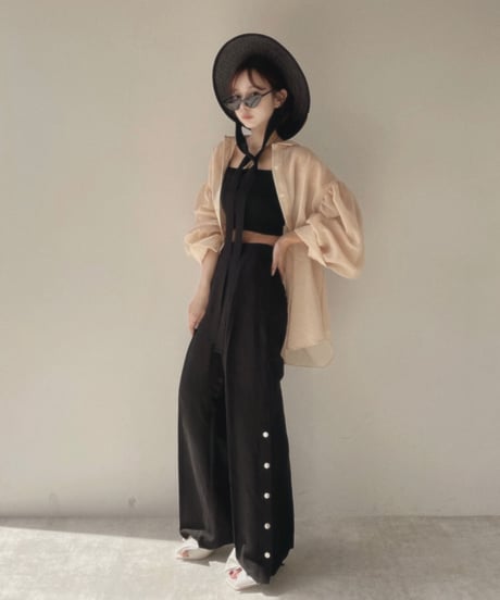バックリボンサイドスリットパンツ /Back Ribbon Side Slit Pants