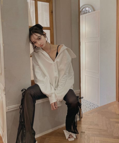 【裏パイル生地】ハーフジップアップロゴ刺繍ビッグスウェット/Half Zipup Logo Embroidery Big Sweat