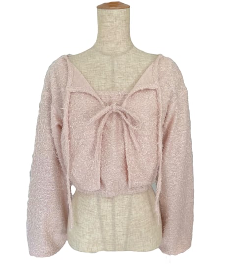 フロントリボンカーディガン(キャミソール付) / Front Ribbon Cardigan (+Camisole)
