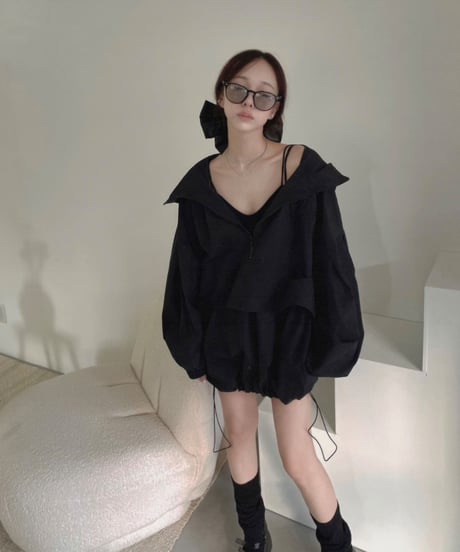 ハーフジップアップナイロンフーディー / Half Zip-up Nylon Hoodie