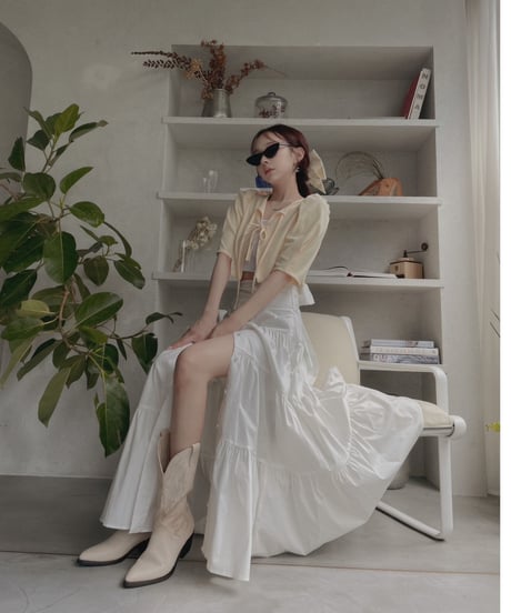 バックリボンティアードスカート /Back Ribbo Tiered Skirt